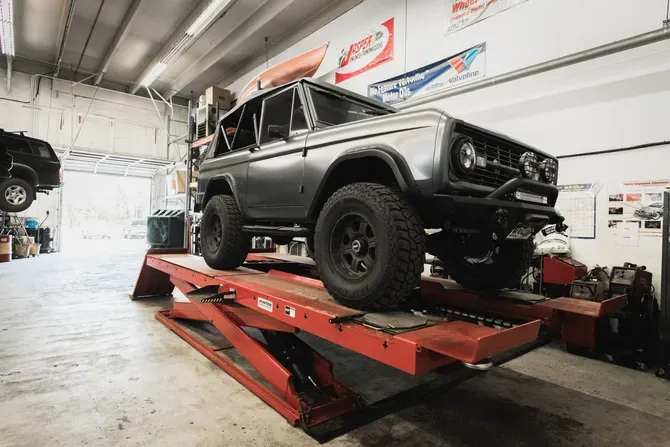 Bronco on the alignment rack
