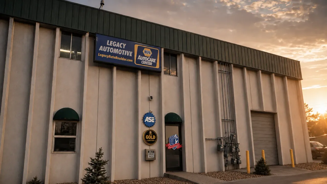 The Legacy Automotive team in front of the Boulder shop